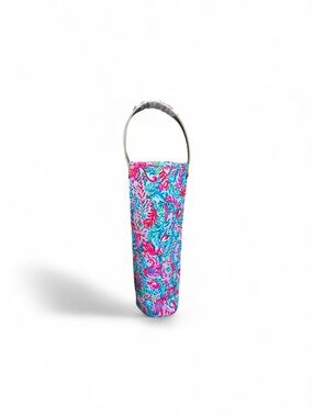 Lilly Pulitzer Flamingo Floral Wine Bag Tote Sleeve Neoprene w/Gold Handle NWOT